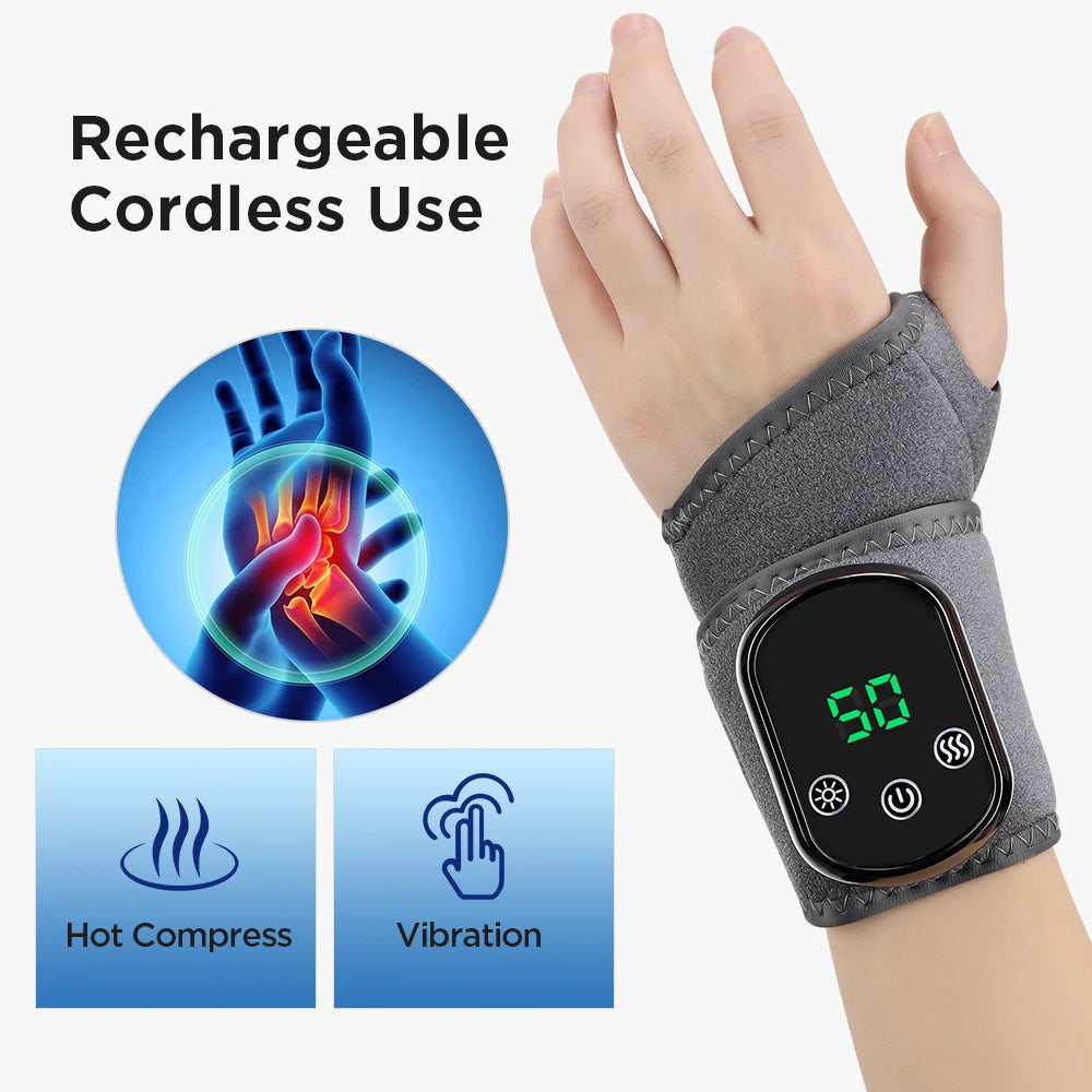 Coussin chauffant électrique pour poignet, attelle de soutien pour les mains et le poignet, Massage par Vibration électrique, Compression chaude pour l'arthrite