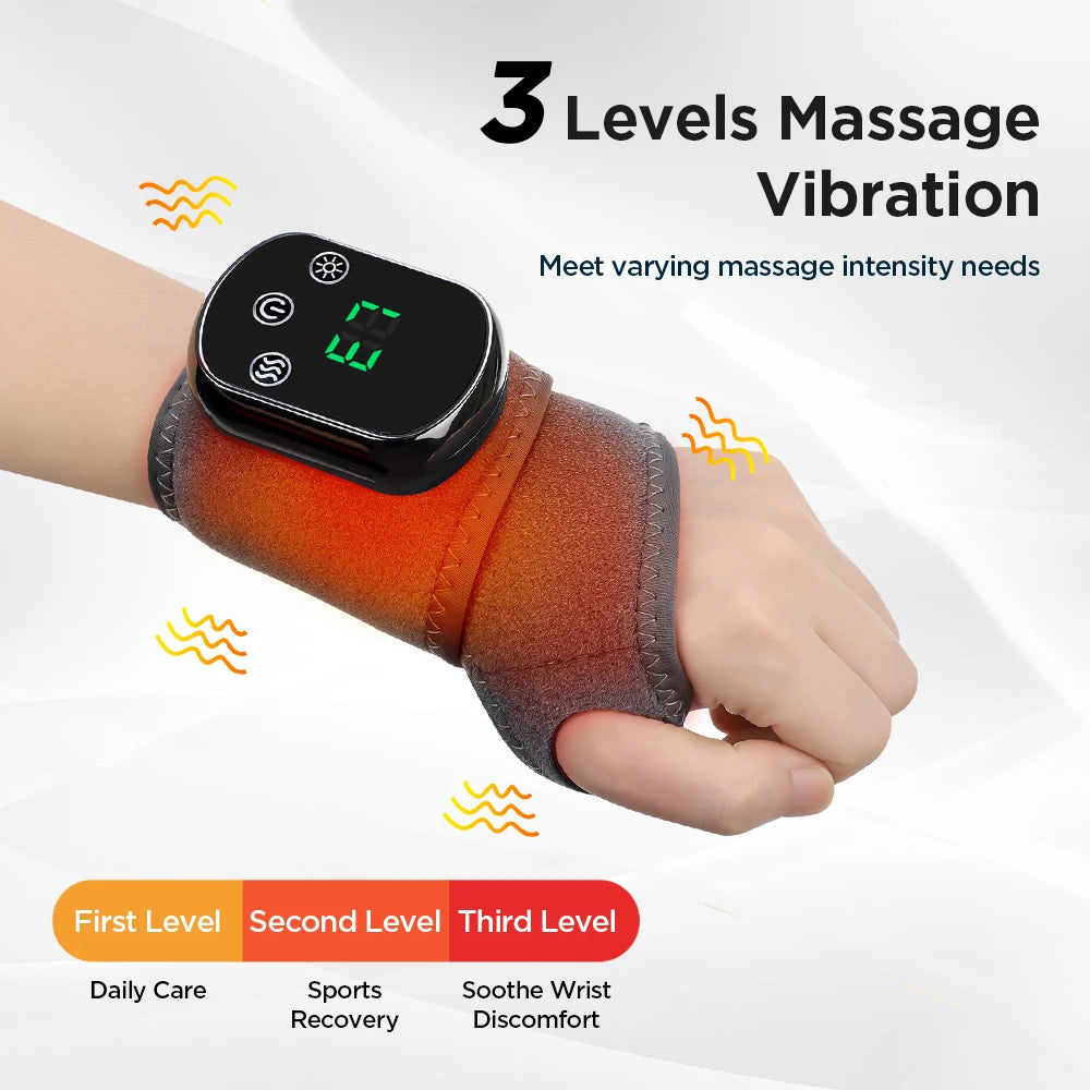 Coussin chauffant électrique pour poignet, attelle de soutien pour les mains et le poignet, Massage par Vibration électrique, Compression chaude pour l'arthrite