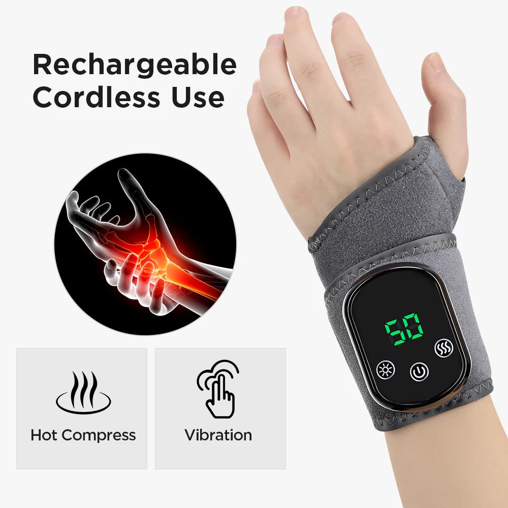 Coussin chauffant électrique pour poignet, attelle de soutien pour les mains et le poignet, Massage par Vibration électrique, Compression chaude pour l'arthrite