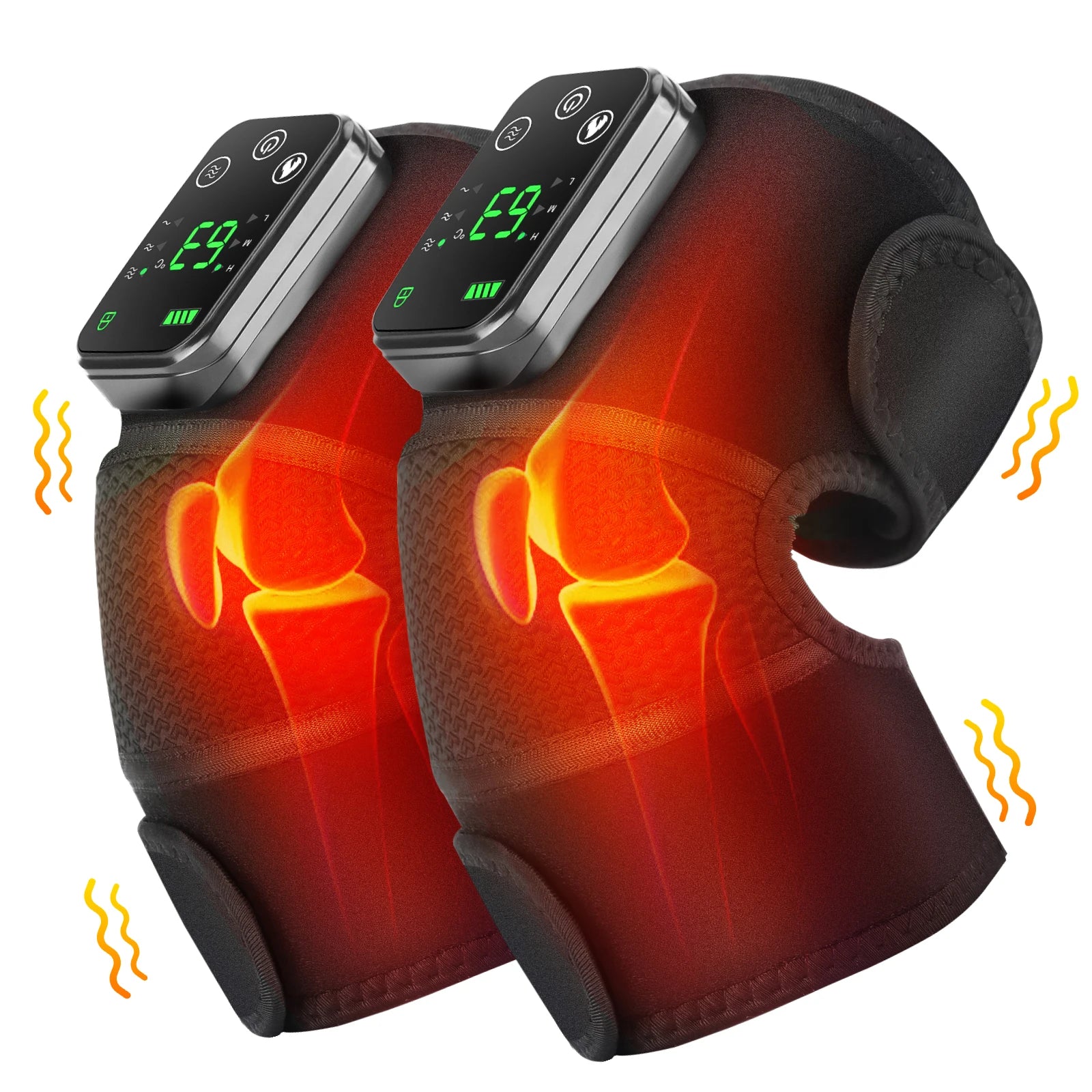 Masseur thermique de genou 3 en 1, attelle de soutien chauffant pour épaules, genou, coude, coussin vibrant Rechargeable, relaxation musculaire pour l'arthrite