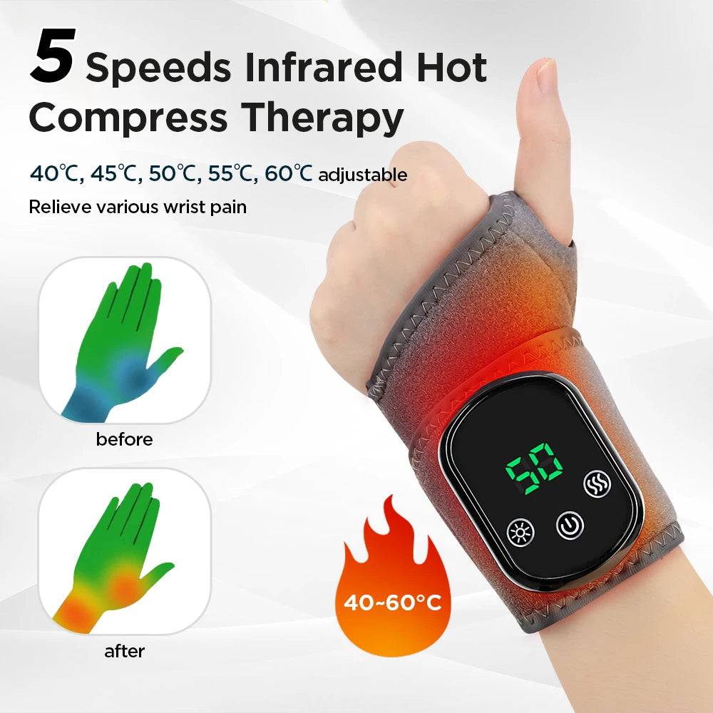 Coussin chauffant électrique pour poignet, attelle de soutien pour les mains et le poignet, Massage par Vibration électrique, Compression chaude pour l'arthrite