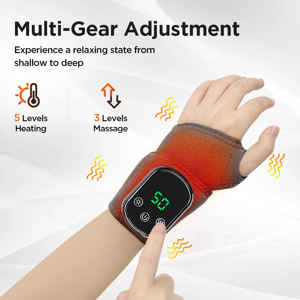 Coussin chauffant électrique pour poignet, attelle de soutien pour les mains et le poignet, Massage par Vibration électrique, Compression chaude pour l'arthrite